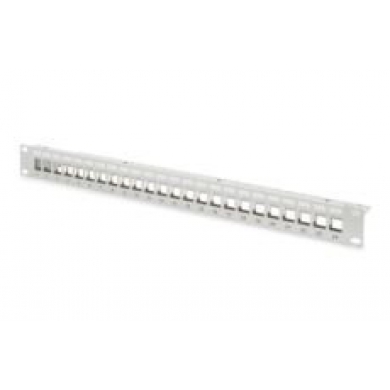 DIGITUS Modular Patch Panel, shielded 24-port, blank, 1U, rack mount color grey